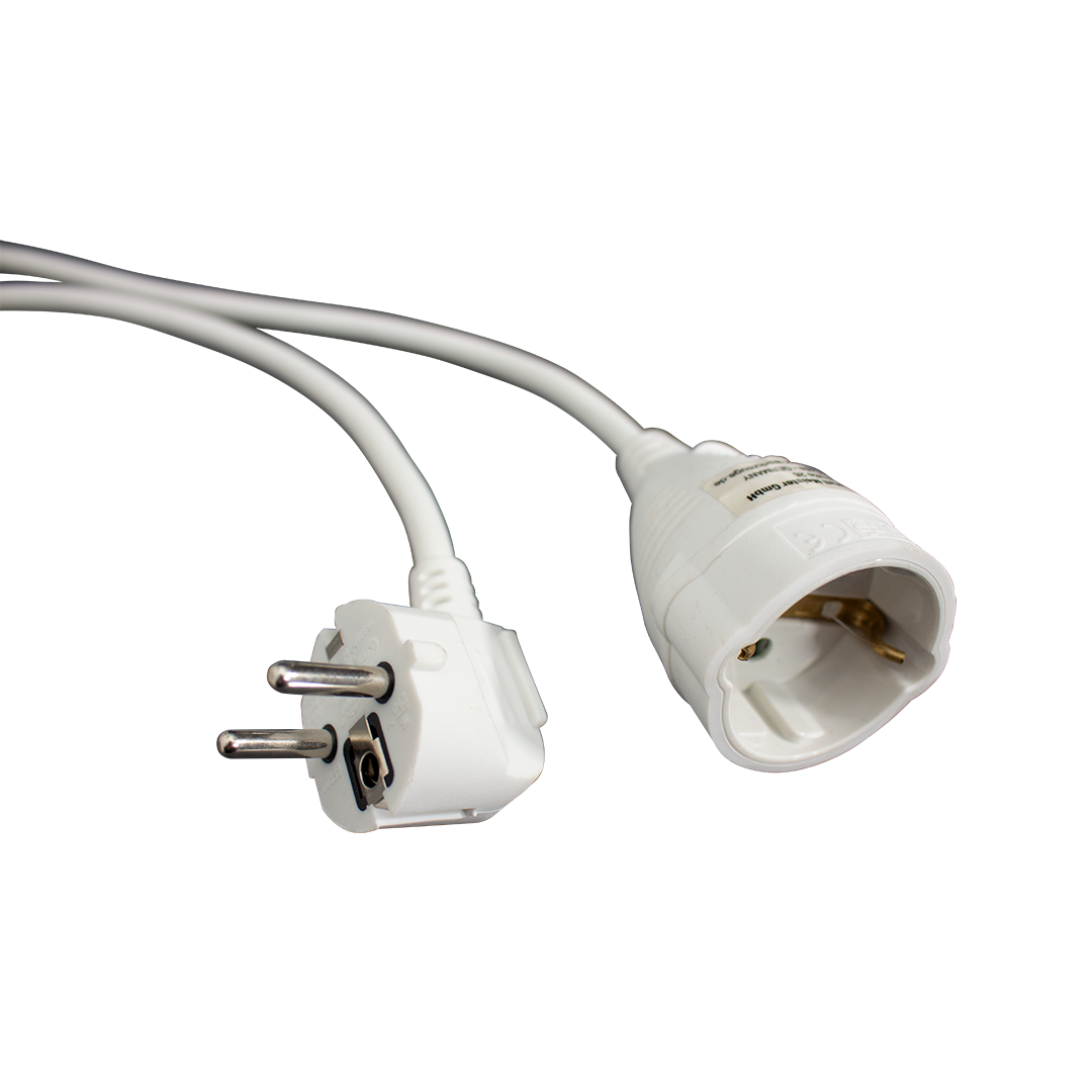 SK05 Schuko m. -> Schuko w. (PVC, weiß), 5m SK05 Schuko m. -> Schuko w. (PVC, weiß), 5m