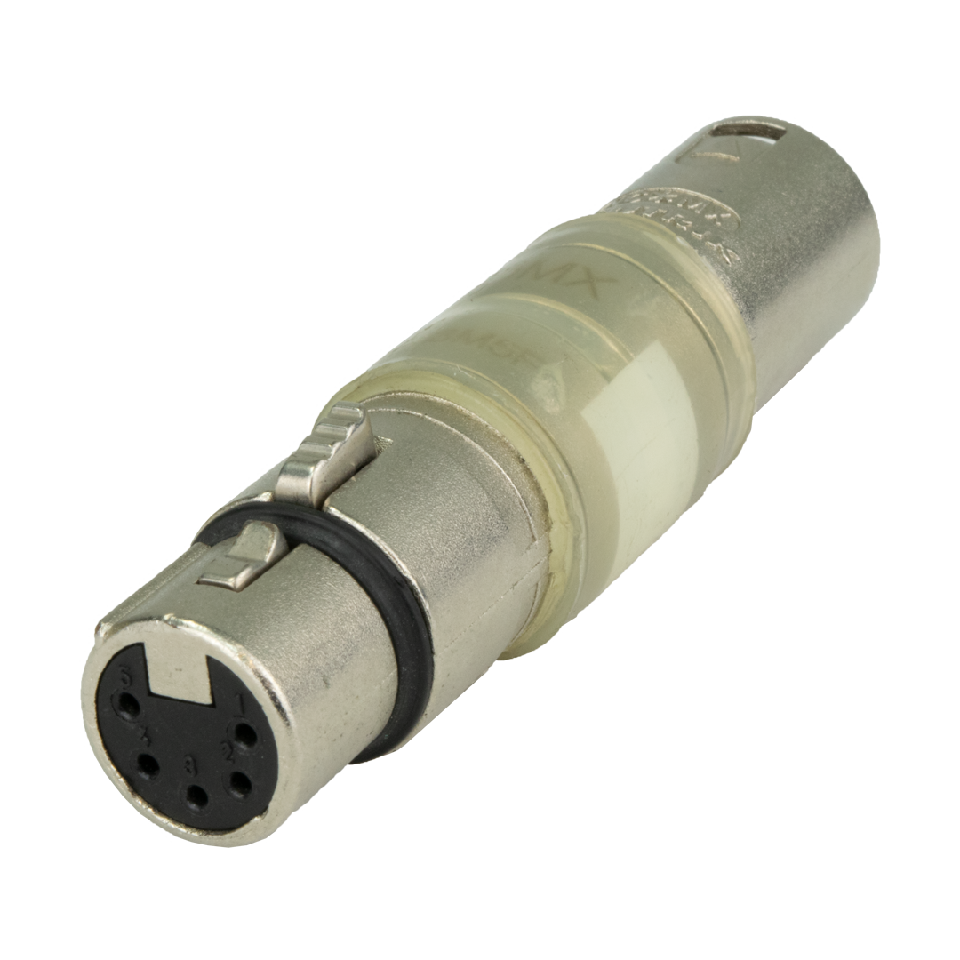 DMX-Adapter XLR3 male -> XLR5 female, als Steckadapter